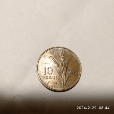 -Y- MONEDA TURCIA 10 KURUS 1973 foto