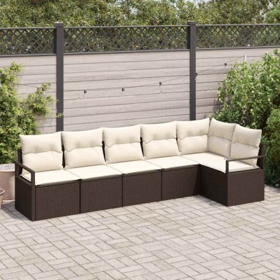 vidaXL Set de canapele pentru grădină 6 pcs Maro Rattan poli 3346398 foto
