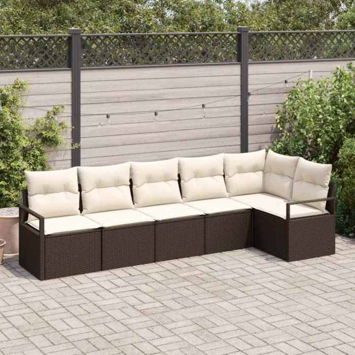 vidaXL Set de canapele pentru grădină 6 pcs Maro Rattan poli 3346398