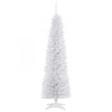 Brad de Craciun artificial din PVC cu 390 ramuri si baza din plastic, design inalt si ingust, &Phi;55x180cm, alb HOMCOM | Aosom RO