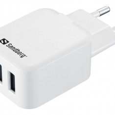 Incarcator retea Sandberg 440-57, 2x USB-A 2.4A+1A, alb