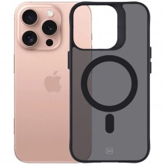 Husa MagSafe pentru Apple iPhone 16 Pro Max, 3MK, Smoke MagCase, Neagra foto