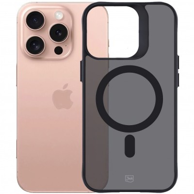 Husa MagSafe pentru Apple iPhone 16 Pro, 3MK, Smoke MagCase, Neagra foto