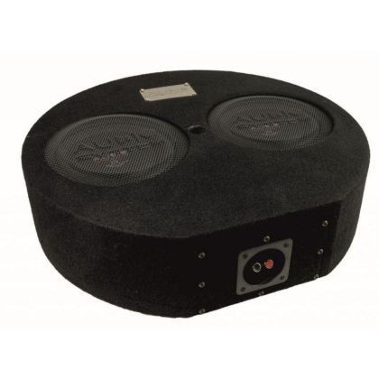 Subwoofer pasiv cu incinta 14L Audio-Systems SUBFRAME R10 FLAT-2 EVO2, 600 watts, 2 ohm, 2 x 250 mm, 2 x 10&quot;, roata de rezerva CarStore Technology