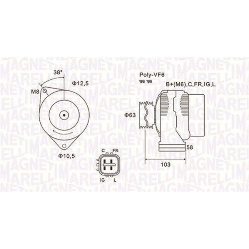 Alternator Honda Civic 7 Coupe (Em2), Civic 7 Hatchback (Eu, Civic 7 Sedan (Es, Civic 8 Sedan (Fd, Fr-V (Be), 1.4, 1.6, 1.7, 1.7 VTEC, 1.8