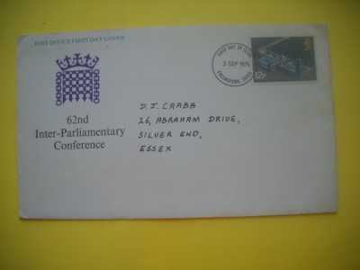 HOPCT PLIC S FDC NR 872 CONFERINTA INTER PALAMENTARA 62 -1975-ANGLIA UK -CIRCULAT foto