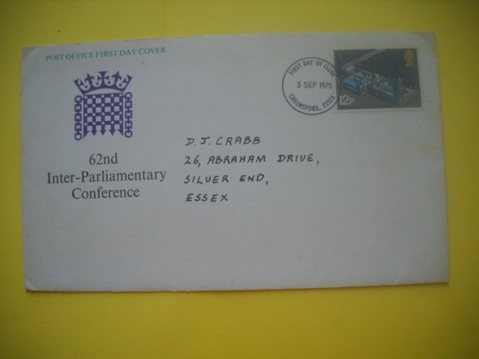 HOPCT PLIC S FDC NR 872 CONFERINTA INTER PALAMENTARA 62 -1975-ANGLIA UK -CIRCULAT