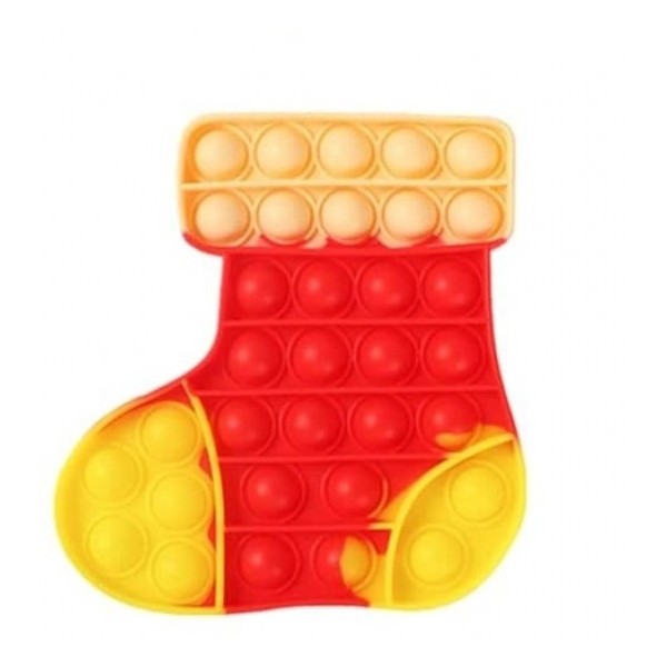 Jucarie Pop It Now Flip It, Push Bubble Ciorap Craciun Rosu Galben