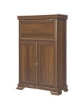 Comoda living VM5, o usa rabatabila pentru bar, 2 usi fixe, Pal Melaminat, cu elemente din MDF, Nuc