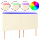 Cumpara ieftin Tablie de pat cu LED, crem, 200x5x118/128 cm, piele ecologica