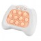 Joc pop it, flippy, consola, joc interactiv, antistres, cu baterii, abs si silicon, alb, 12 x 10 x 5.8 cm