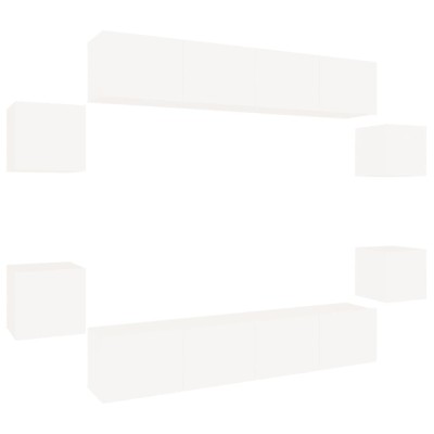 Set dulap TV, 8 piese, alb, lemn prelucrat foto