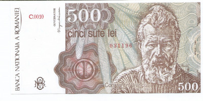 Romania 500 lei 1991 Aprilie - Constantin Brancusi, 031196, P-98b - UNC !!! foto