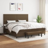 VidaXL Pat box spring cu saltea, maro &icirc;nchis, 200x200 cm, textil