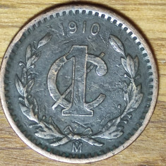Mexic - moneda de colectie bronz - 1 centavo 1910 - an foarte rar - superba !