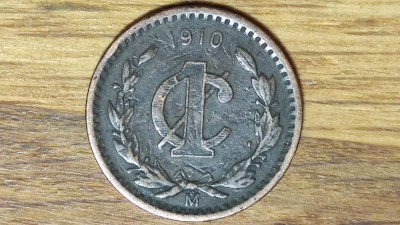 Mexic - moneda de colectie bronz - 1 centavo 1910 - an foarte rar - superba ! foto