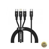 Cablu Incarcare USB-C - Lightning / microUSB / USB-C Baseus Rapid 3in1 20W 1.5m Negru CAMLT-SC01