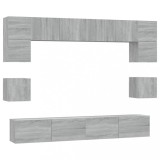 Set dulap TV, 8 piese, gri sonoma, lemn prelucrat