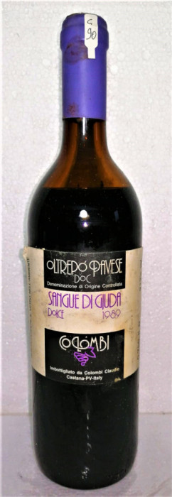 C 90 VIN ROSU SANGUE DI GIUDA, DOC, RECOLTARE 1989 CL 75 GR 9+3