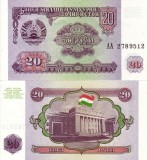 Tadjikistan 20 Ruble 1994 UNC Bancnota Asia - Necirculata
