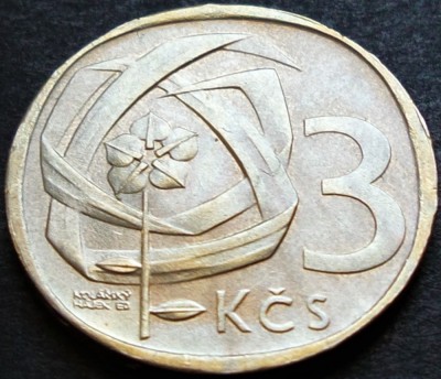 Moneda 3 COROANE - RS CEHOSLOVACIA, anul 1968 *cod 36 A = excelenta! foto