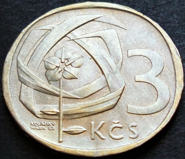 Moneda 3 COROANE - RS CEHOSLOVACIA, anul 1968 *cod 36 A = excelenta!