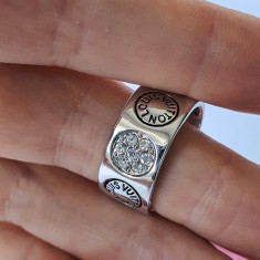 Inel LOUIS VUITTON cu Pietricele si Placat cu Aur - Culoare Argintiu cu strasuri foto