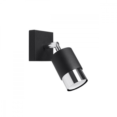 Lampă De Perete Nero Negru/Crom Oțel 1 Bec Tub Modern De Interior foto