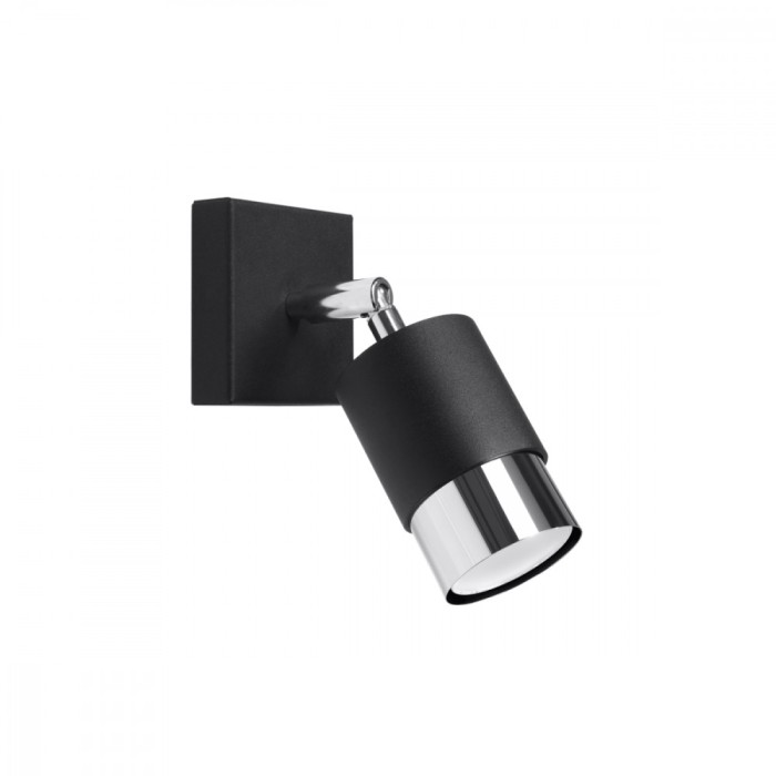 Lampă De Perete Nero Negru/Crom Oțel 1 Bec Tub Modern De Interior