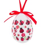 Ou Decorativ de Paste cu Model Buburuza si Panglica Rosie, 7.5 cm, CMCLASS