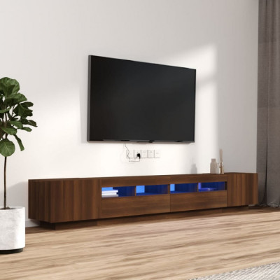 vidaXL Set dulapuri TV cu LED, 3 piese, stejar maro, lemn prelucrat foto