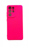 Huse silicon antisoc cu microfibra interior Samsung S21 Ultra Roz Neon, Husa