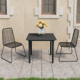 VidaXL Set mobilier de masă pentru grădină, 3 piese, negru, ratan PVC