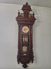 Pendula, ceas de perete cu 3 greutati , GUSTAV BECKER 1880,cu garantie foto