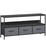 HOMCOM Suport TV Mobil, P&acirc;nă La 55", cu 3 Sertare Textil Pliabile, Raft, 120x29x56 cm, Negru | Aosom Romania
