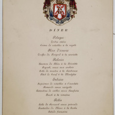 MENIUl DINEULUI OFICIAL ORGANIZAT DE LEGATIA ROMANA DIN BELGRAD CU PRILEJUL VIZITEI M.S. REGELE CAROL I , 18 AUGUST , 1884
