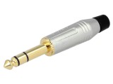 Conector Jack 6,3mm mufă tată stereo 3 piste drept pe cablu