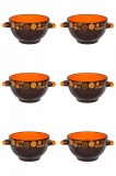 Set boluri supa, 6 piese, 650 ml, Ceramica, Maro Inchis