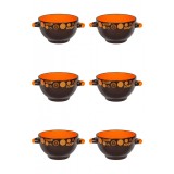 Set boluri supa, 6 piese, 650 ml, Ceramica, Maro Inchis