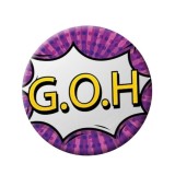 Cumpara ieftin Insigna rotunda model G.O.H., design comic mov cu explozie grafica, 58 mm