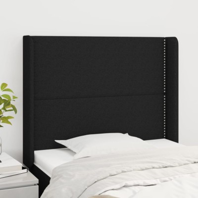 Gossi tablie de pat cu aripioare, negru, 83x16x118/128 cm, textil foto