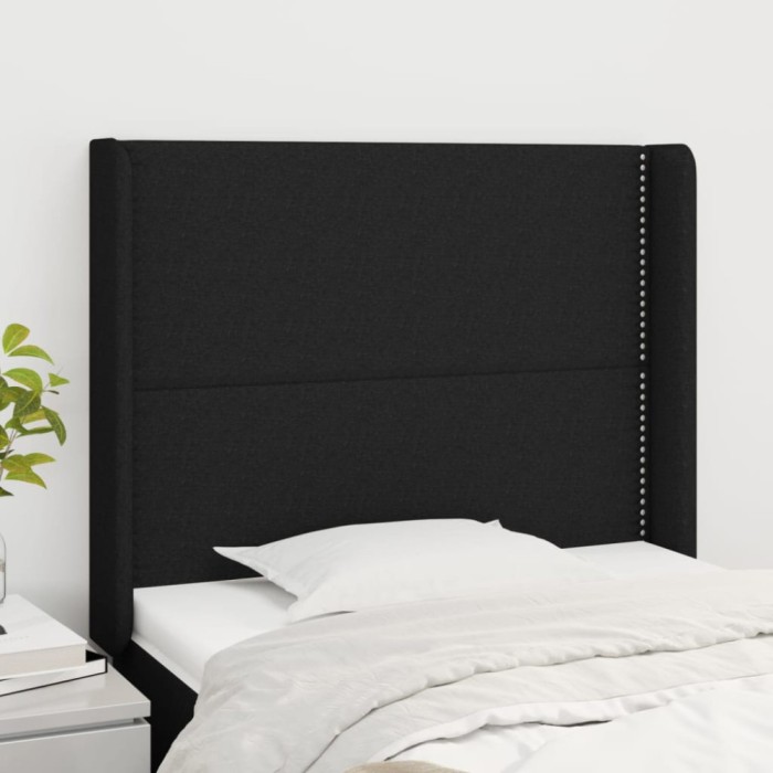 Gossi tablie de pat cu aripioare, negru, 83x16x118/128 cm, textil