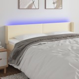 Cumpara ieftin Tăblie de pat cu LED, crem, 183x16x78/88 cm, piele ecologică