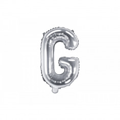 Balon folie metalizata litera G, argintiu, 35cm foto
