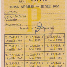 Romania tichet zahar 1960