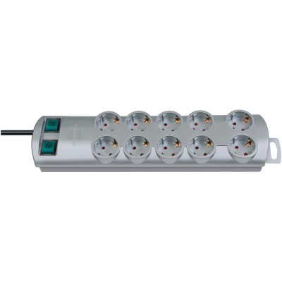 Multipriza Brennenstuhl Primera-Line Technics 10 prize, Intrerupator, 2m, Argintiu foto