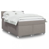 VidaXL Pat box spring cu saltea, gri taupe, 140x200 cm, textil