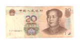Bancnota China 20 yuan 2005, circultata, uzata