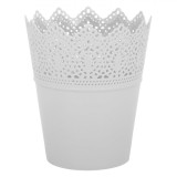 Masca Ghiveci, Plastic, Model Dantelă, Culoare Albă, Dimensiuni 8.5x15cm