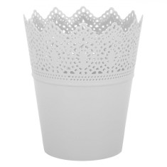 Masca Ghiveci, Plastic, Model Dantelă, Culoare Albă, Dimensiuni 8.5x15cm